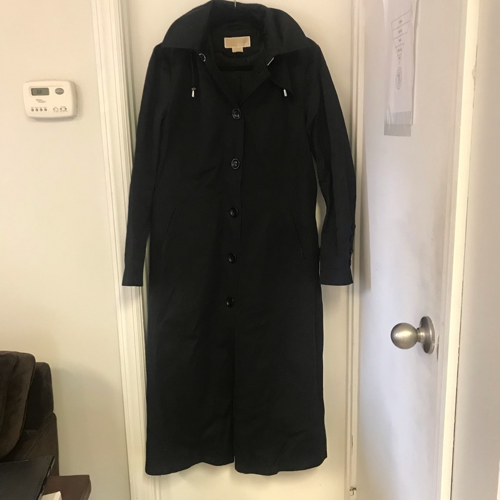 Michael Kors long rain trench with belt and hood
